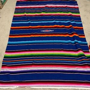 Vintage Mexican Serape Blanket Multicolored Fringed